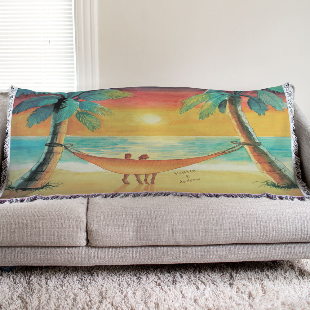 Personalized Beach Sunset Tapestry Throw - Sunny Jar Personalized™