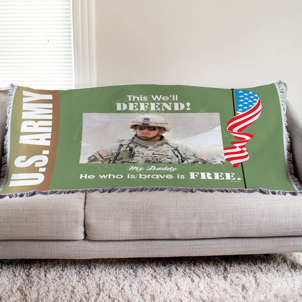 Personalized U.S. Army Photo Tapestry Throw - Sunny Jar Personalized™