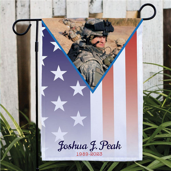 Personalized Military Pride Memorial Photo Garden Flag - Sunny Jar Personalized™