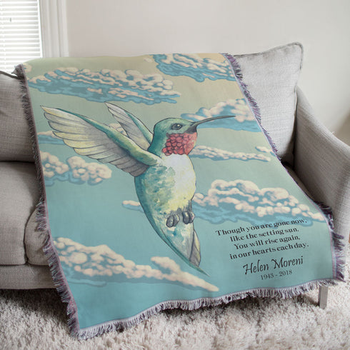 Personalized Hummingbird Memorial Tapestry Throw - Sunny Jar Personalized™