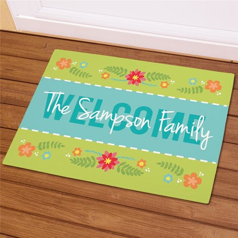 Personalized Spring Welcome Fleece Doormat - Sunny Jar Personalized™