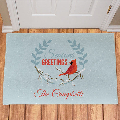 Personalized Seasons Greetings Cardinal Doormat - Sunny Jar Personalized™