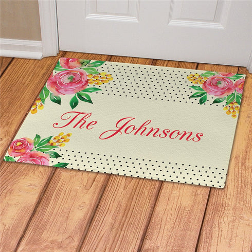 Personalized Watercolor Floral Background Doormat - Sunny Jar Personalized™