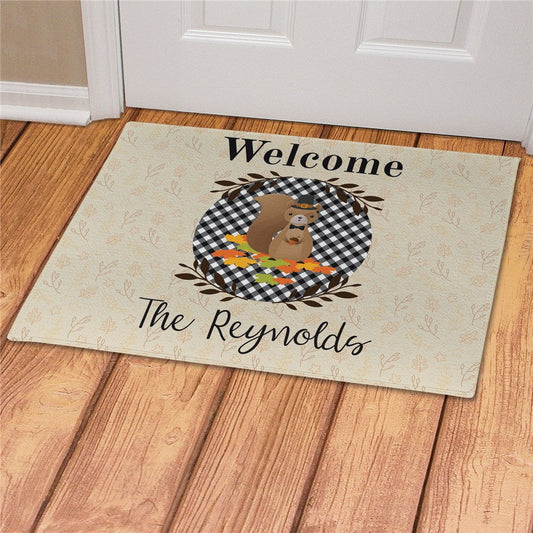 Personalized Welcome Squirrel Doormat - Sunny Jar Personalized™