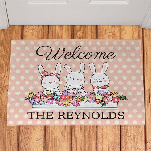 Personalized Vintage Welcome Bunnies Doormat - Sunny Jar Personalized™