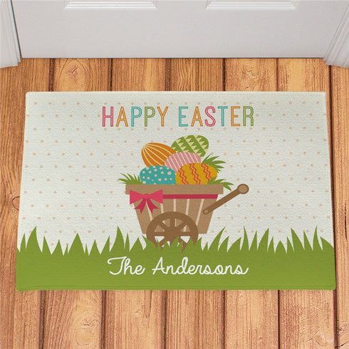 Personalized Happy Easter Wheelbarrow Doormat - Sunny Jar Personalized™