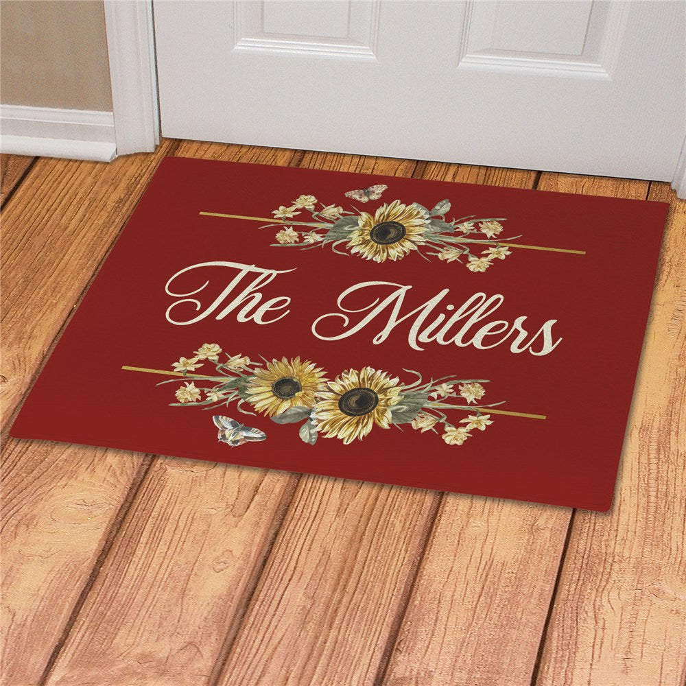 Personalized Vintage Sunflowers Doormat - Sunny Jar Personalized™