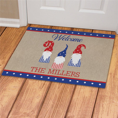 Personalized Patriotic Gnomes Doormat - Sunny Jar Personalized™