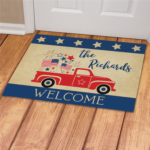 Personalized Patriotic Welcome Truck Doormat - Sunny Jar Personalized™