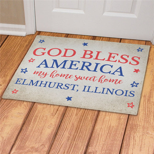 Personalized God Bless America Doormat - Sunny Jar Personalized™