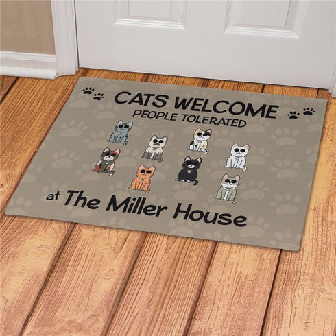 Personalized Cat’s Welcome People Tolerated Doormat - Sunny Jar Personalized™