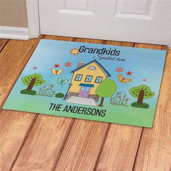 Personalized Grandkids Spoiled Here Doormat - Sunny Jar Personalized™