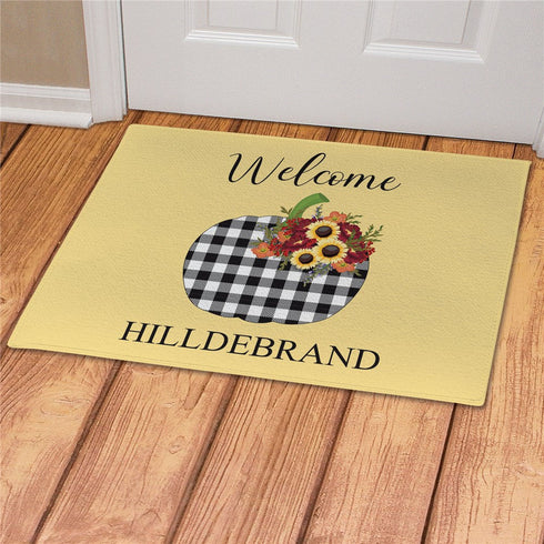 Personalized Welcome Buffalo Pumpkin Doormat - Sunny Jar Personalized™