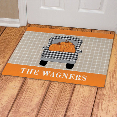 Personalized Buffalo Check Fall Truck Doormat - Sunny Jar Personalized™