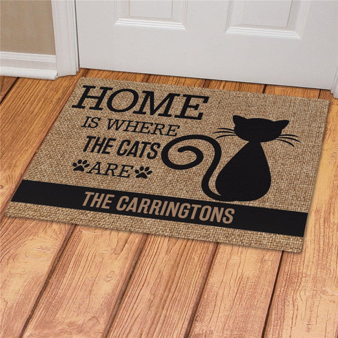 Personalized Home Is Where the Cats Are Doormat - Sunny Jar Personalized™