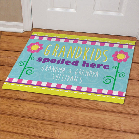 Personalized Grandparents Doormat - Grandchildren Spoiled Here - Sunny Jar Personalized™