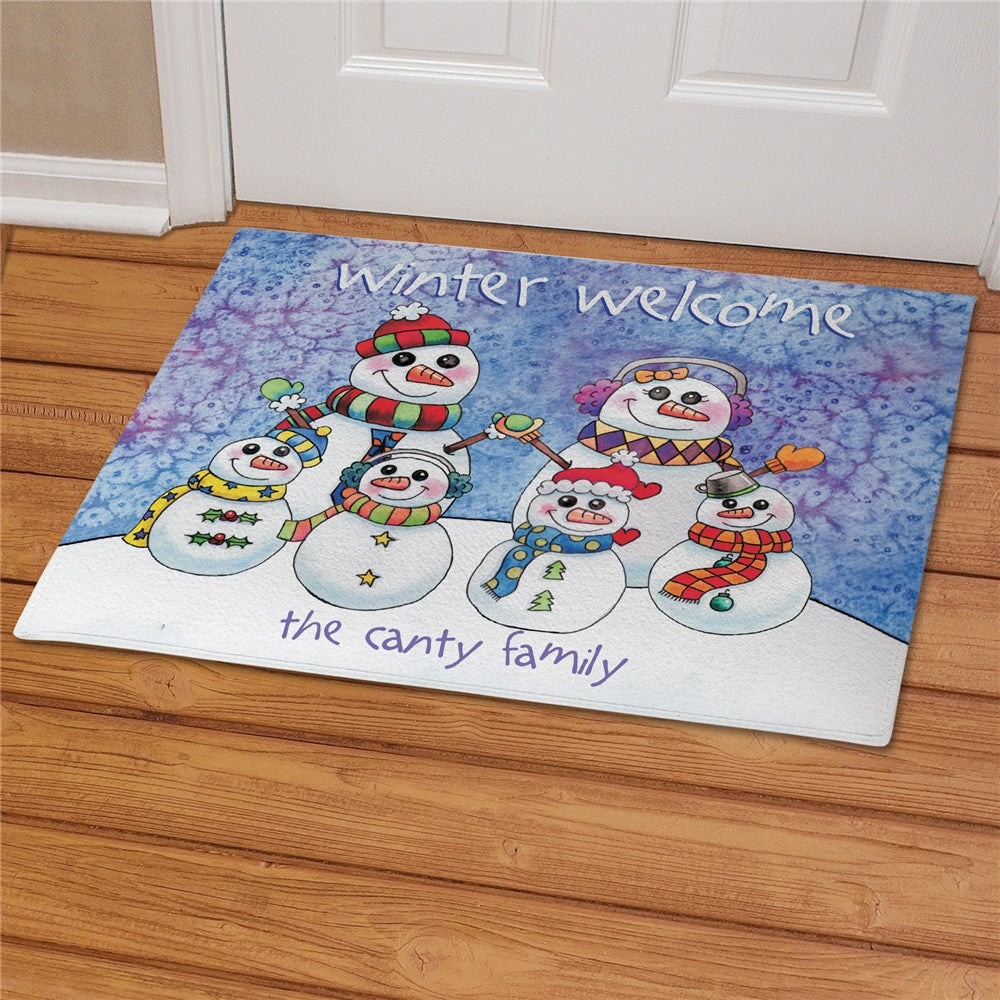 Personalized Snowman Family Doormat - Sunny Jar Personalized™