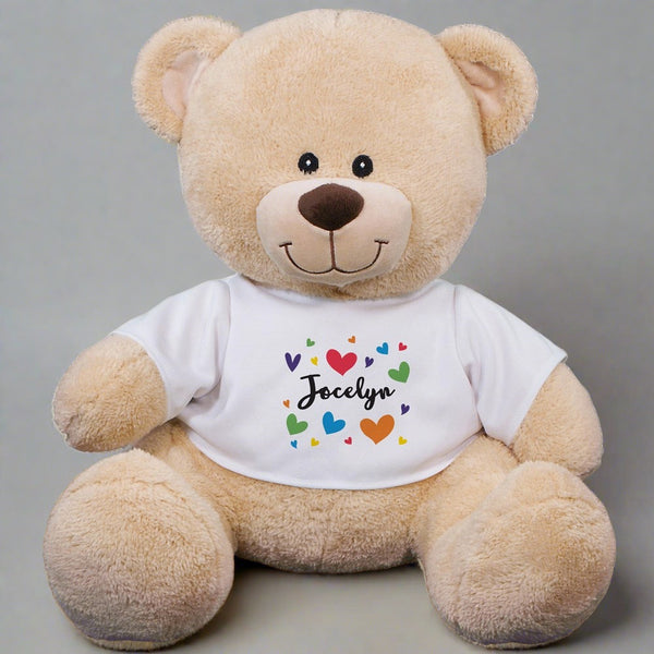 Personalized Colorful Hearts Bear - Sunny Jar Personalized™