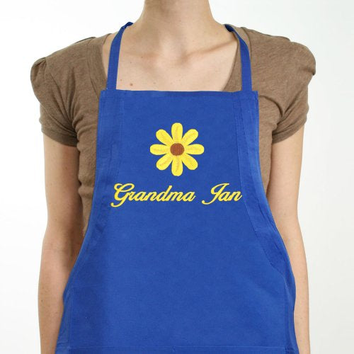 Embroidered Daisy Kitchen Apron - Sunny Jar Personalized™