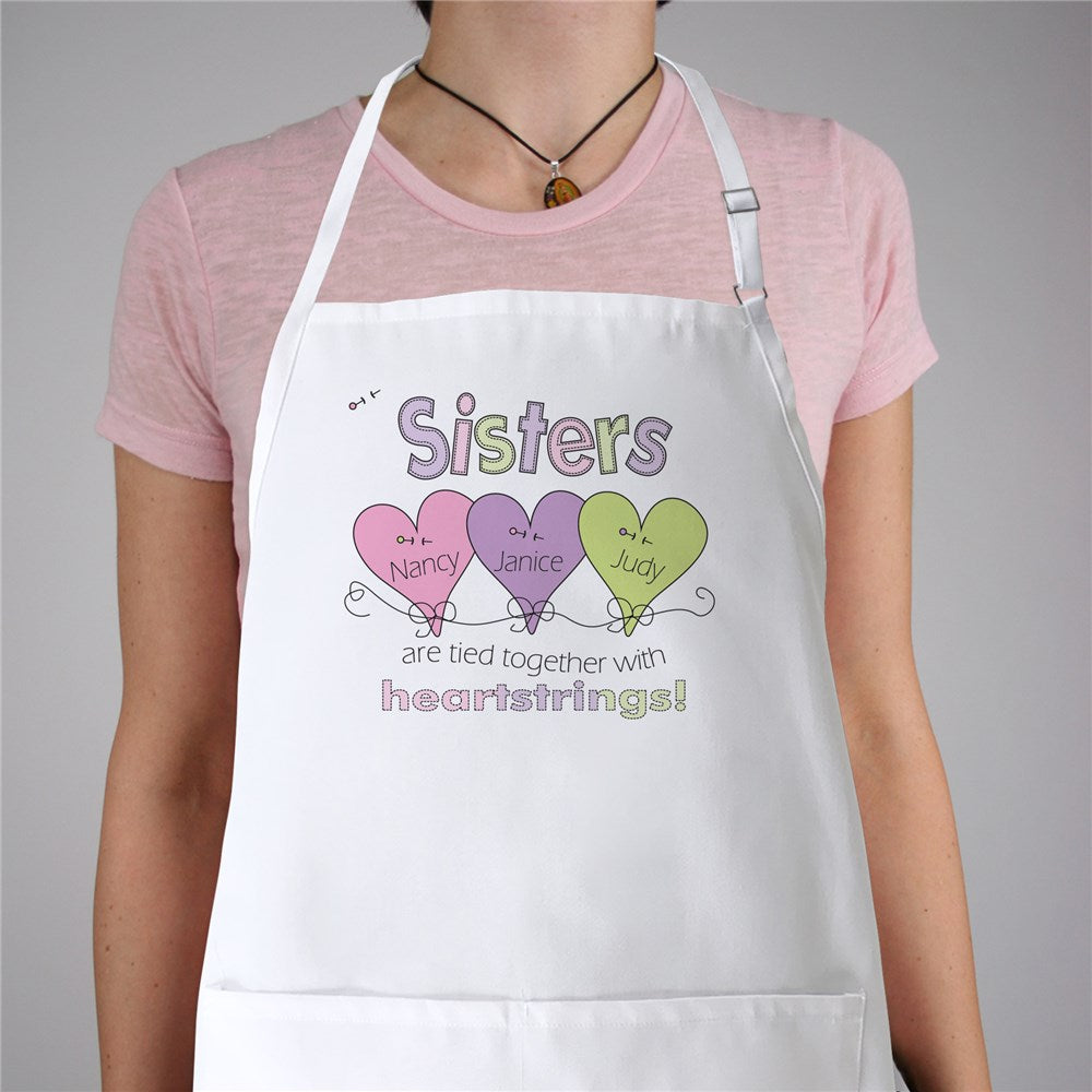 Hearts Strings Personalized Sisters Apron - Sunny Jar Personalized™