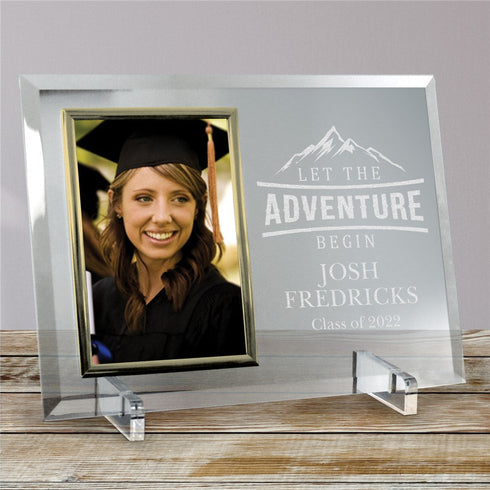 Engraved Let The Adventure Begin Glass Beveled Frame - Sunny Jar Personalized™