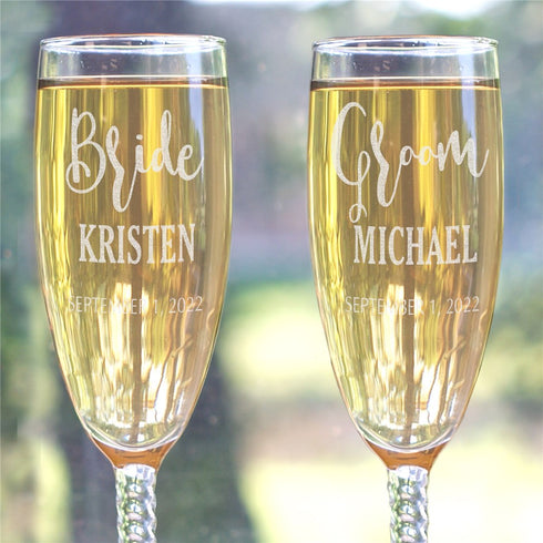 Engraved Champagne Flute Set - Sunny Jar Personalized™