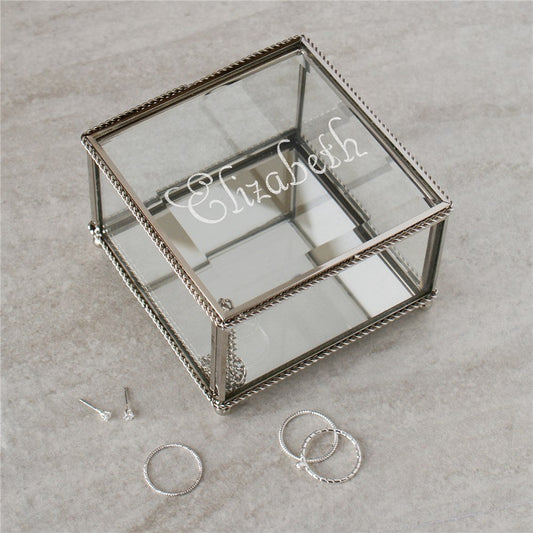 Glass Jewelry Box Engraved with Name - Sunny Jar Personalized™