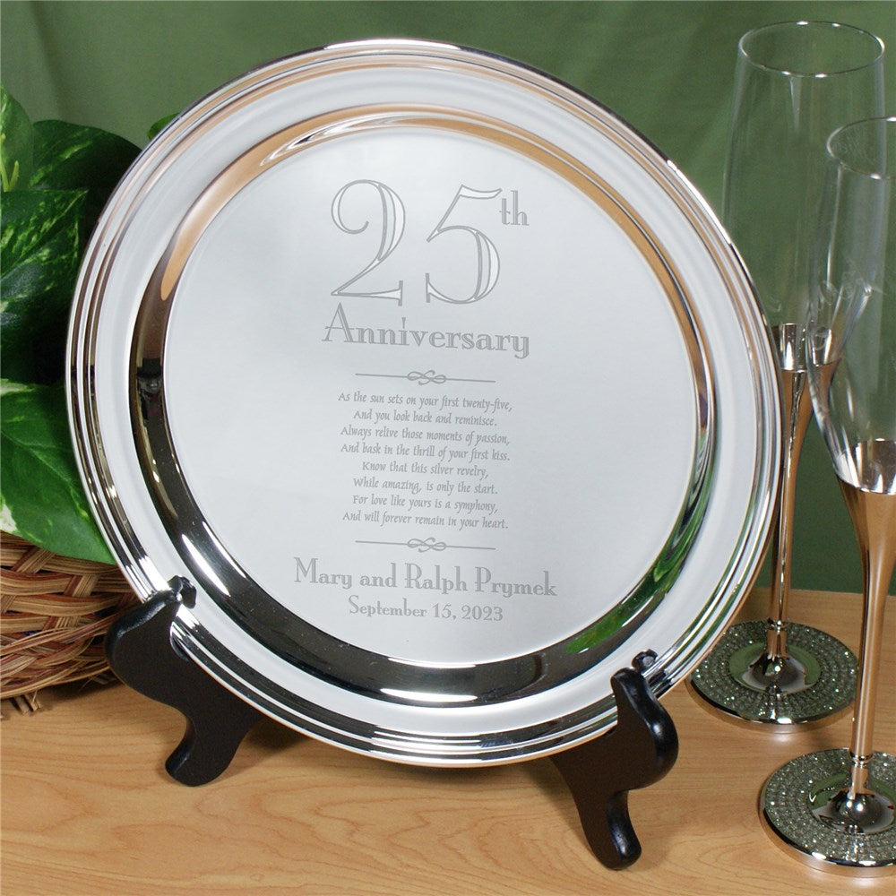 Engraved Wedding Anniversary Silver Plate - Sunny Jar Personalized™