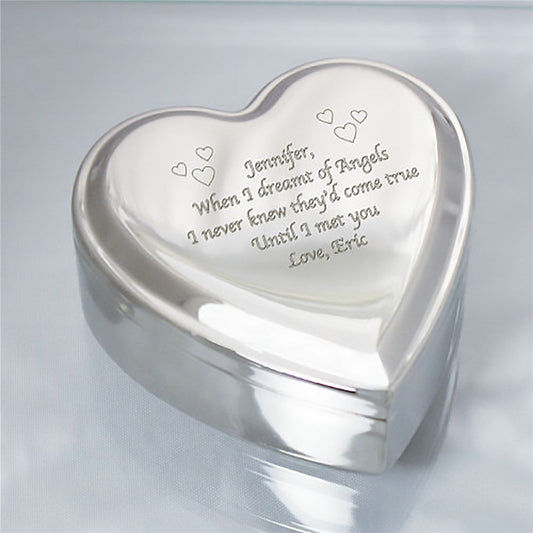 Engraved Silver Heart Jewelry Box - Sunny Jar Personalized™