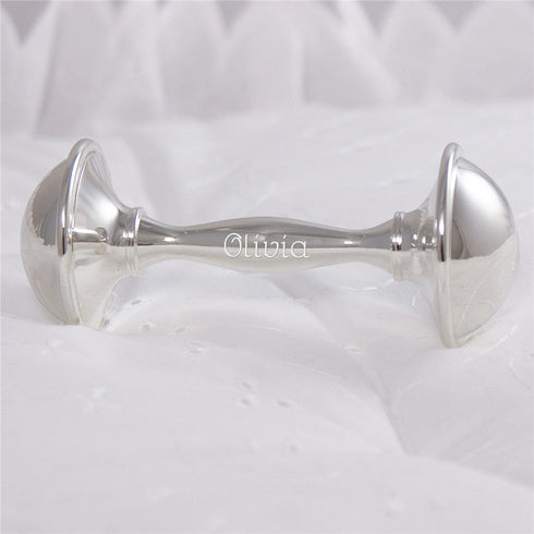 Engraved Silver Baby Rattle - Sunny Jar Personalized™