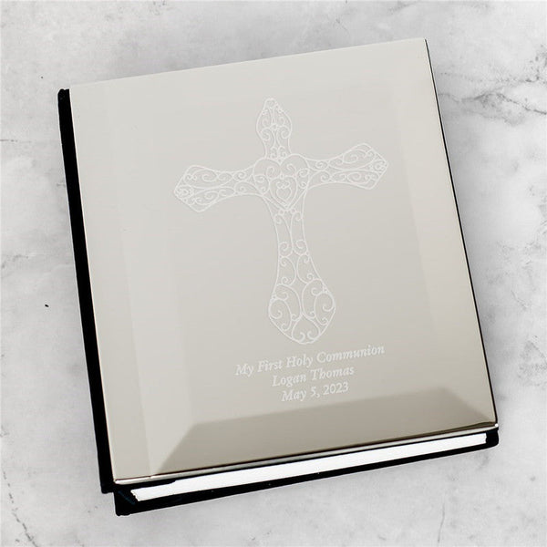 Engraved Cross Silver Photo Album - Sunny Jar Personalized™