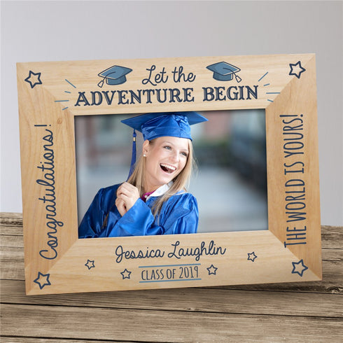 Engraved Let The Adventure Begin Wood Picture Frame - Sunny Jar Personalized™