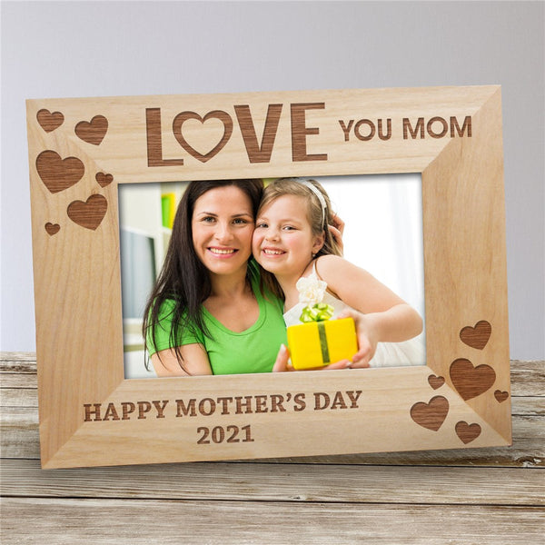 Personalized Love You Mom Wooden Picture Frame - Sunny Jar Personalized™