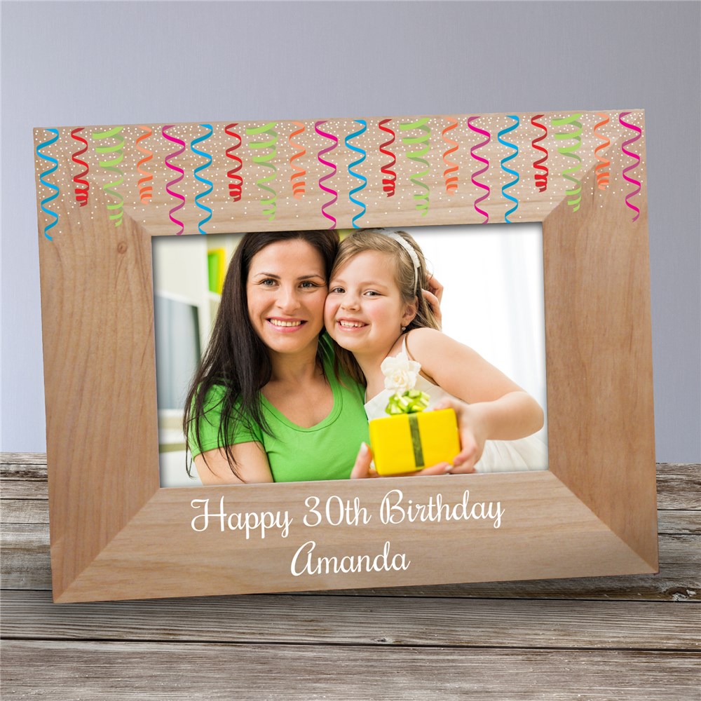 Personalized Birthday Confetti Ribbons Wood Frame - Sunny Jar Personalized™