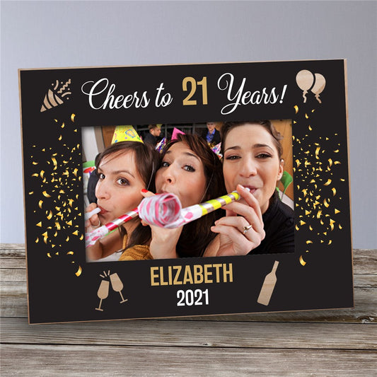 Personalized Birthday Cheers Wood Frame - Sunny Jar Personalized™