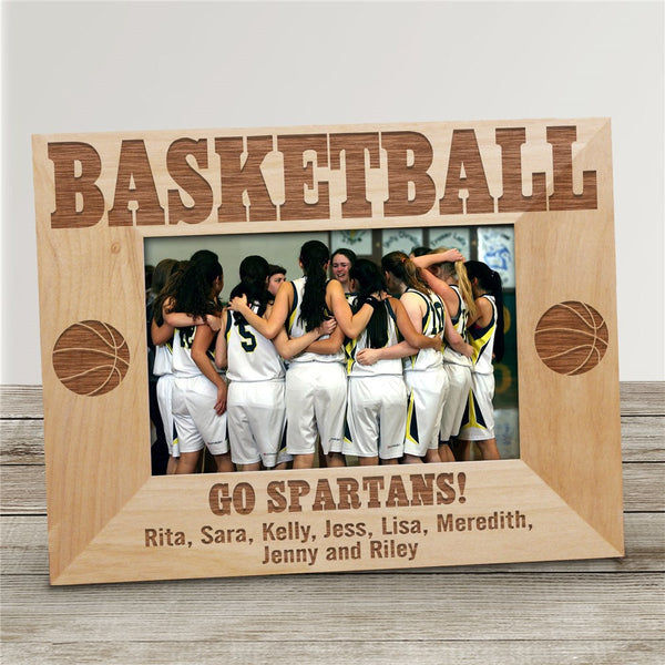 Engraved Basketball Wood Picture Frame - Sunny Jar Personalized™