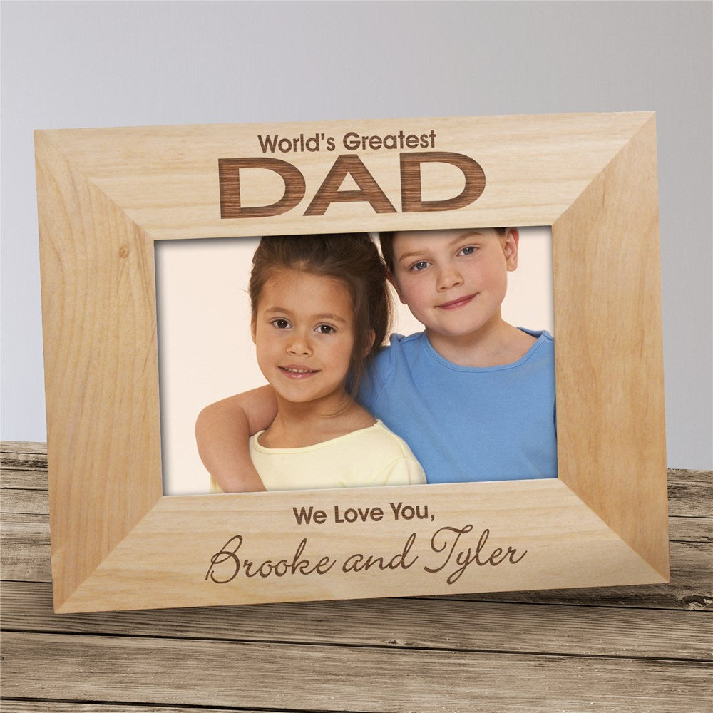 Engraved World's Greatest Dad Photo Frame - Sunny Jar Personalized™