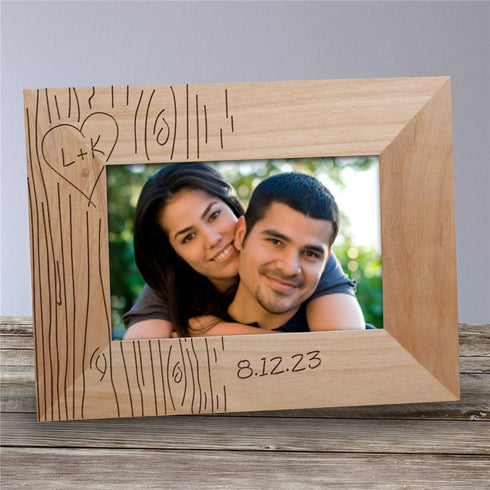 Engraved Tree Carving Wood Frame - Sunny Jar Personalized™