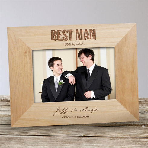 Engraved Groomsmen Wood Picture Frame - Sunny Jar Personalized™