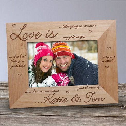 Engraved Love Is Picture Frame - Sunny Jar Personalized™