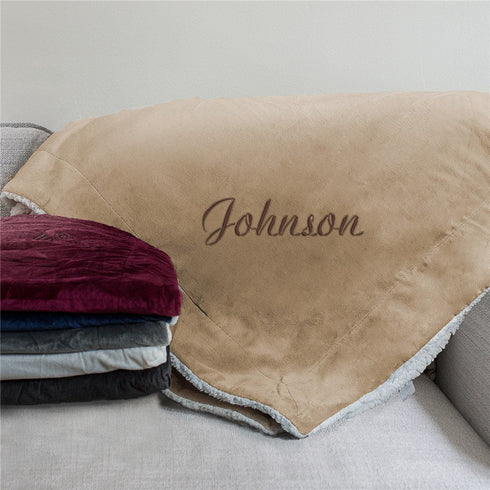 Embroidered Name Sherpa Blanket - Sunny Jar Personalized™