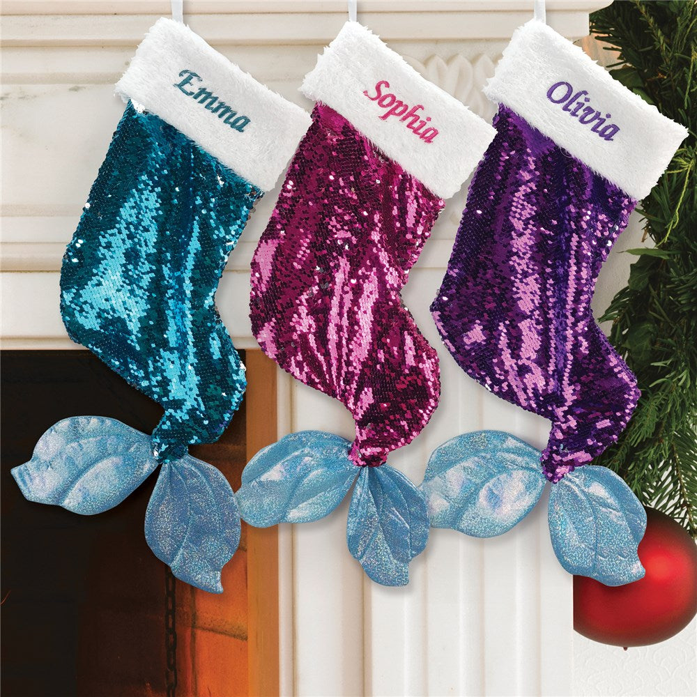 Personalized Sequin Mermaid Stocking - Sunny Jar Personalized™