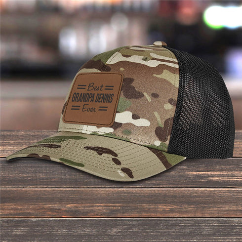 Personalized Best Ever with Lines Camo Trucker Hat with Patch - Sunny Jar Personalized™