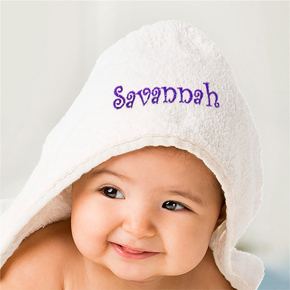 Embroidered Name Hooded Baby Towel - Sunny Jar Personalized™