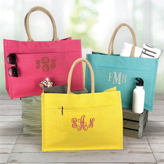 Jute Pocket Tote Bag - Sunny Jar Personalized™