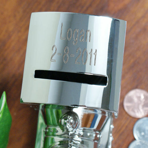 New Baby In Town Silver Train Bank - Sunny Jar Personalized™