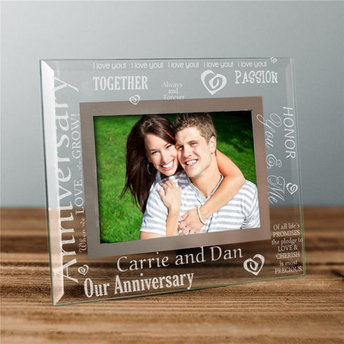 Engraved Anniversary Glass Picture Frame - Sunny Jar Personalized™