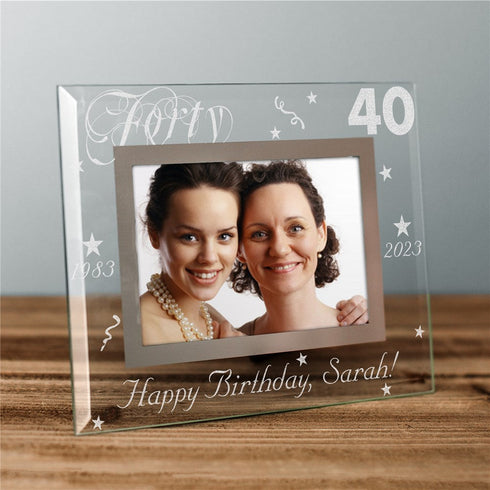 Engraved 40th Birthday Glass Picture Frame - Sunny Jar Personalized™