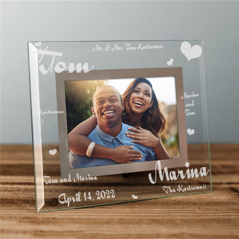 Personalized Mr. and Mrs. Wedding Glass Picture Frame - Sunny Jar Personalized™