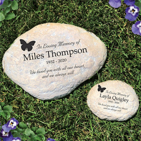 In Loving Memory Butterfly Garden Stone - Sunny Jar Personalized™